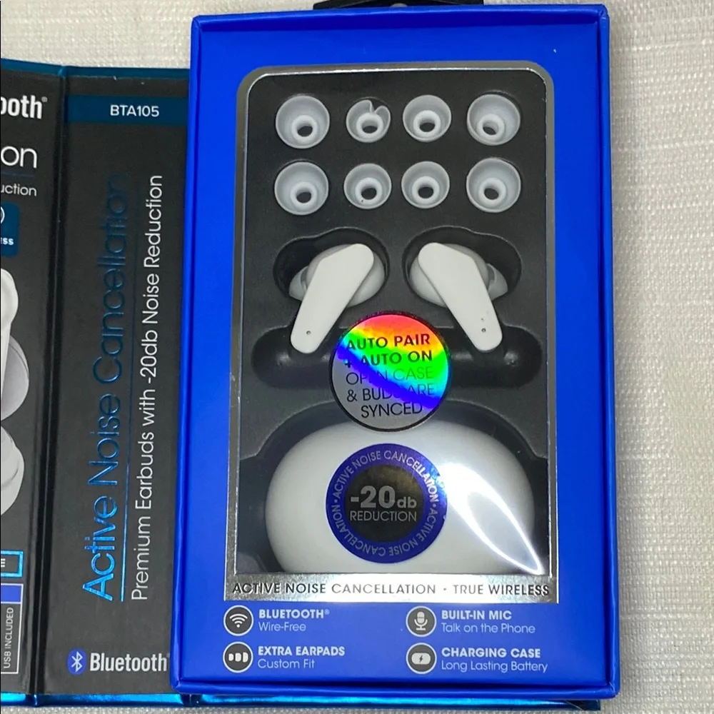 NIB - Sentry White Wireless Headsets with Bluetooth and Noise Cancellation